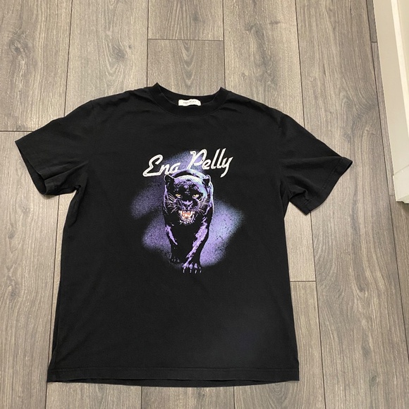 Ena Pelly Panther Washed Black Oversize Tee Size 2 - Picture 2 of 7